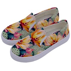 Prickly Pear Cactus Flower Plant Kids  Canvas Slip Ons by Ravend