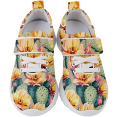 Prickly Pear Cactus Flower Plant Kids  Velcro Strap Shoes by Ravend