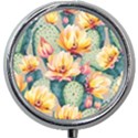 Prickly Pear Cactus Flower Plant Mini Round Pill Box View1