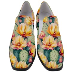 Prickly Pear Cactus Flower Plant Women Slip On Heel Loafers by Ravend