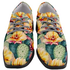 Prickly Pear Cactus Flower Plant Women Heeled Oxford Shoes by Ravend