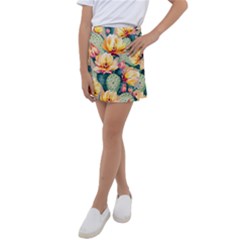 Prickly Pear Cactus Flower Plant Kids  Tennis Skirt by Ravend