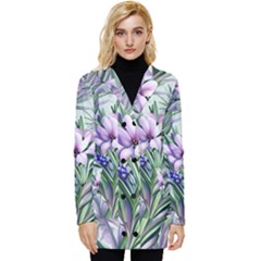 Beautiful Rosemary Floral Pattern Button Up Hooded Coat  by Ravend