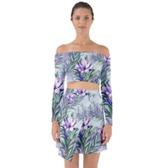 Beautiful Rosemary Floral Pattern Off Shoulder Top With Skirt Set by Ravend