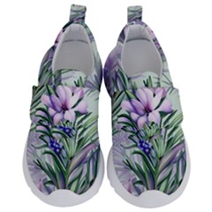 Beautiful Rosemary Floral Pattern Kids  Velcro No Lace Shoes by Ravend