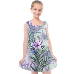 Beautiful Rosemary Floral Pattern Kids  Cross Back Dress by Ravend