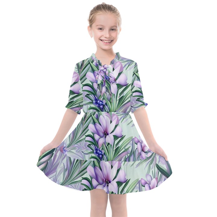 Beautiful Rosemary Floral Pattern Kids  All Frills Chiffon Dress