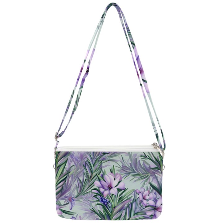 Beautiful Rosemary Floral Pattern Double Gusset Crossbody Bag