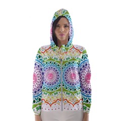 Mandala Pattern Rainbow Pride Women s Hooded Windbreaker by Ravend