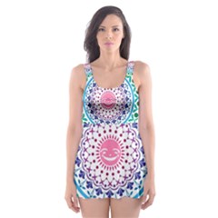 Mandala Pattern Rainbow Pride Skater Dress Swimsuit by Ravend