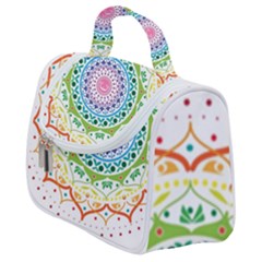 Mandala Pattern Rainbow Pride Satchel Handbag by Ravend