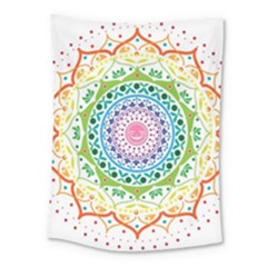 Mandala Pattern Rainbow Pride Medium Tapestry by Ravend