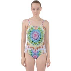 Mandala Pattern Rainbow Pride Cut Out Top Tankini Set by Ravend