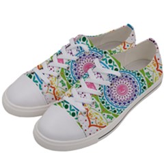 Mandala Pattern Rainbow Pride Men s Low Top Canvas Sneakers by Ravend