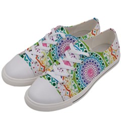 Mandala Pattern Rainbow Pride Women s Low Top Canvas Sneakers by Ravend