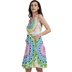 Mandala Pattern Rainbow Pride Sleeveless V-neck Skater Dress With Pockets