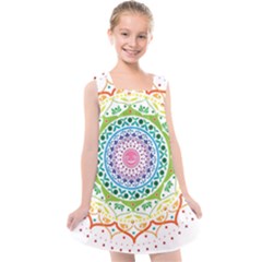 Mandala Pattern Rainbow Pride Kids  Cross Back Dress by Ravend