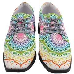 Mandala Pattern Rainbow Pride Women Heeled Oxford Shoes by Ravend