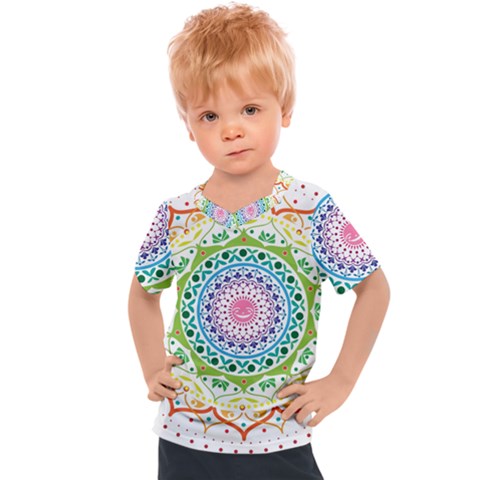 Mandala Pattern Rainbow Pride Kids  Sports Tee by Ravend