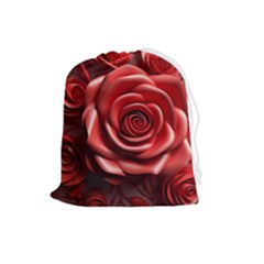 Roses Flowers Plant Drawstring Pouch (large) by Ravend