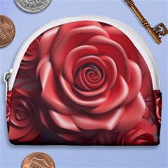 Roses Flowers Plant Horseshoe Style Canvas Pouch by Ravend