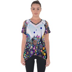 Flower Flowers Flora Floral Nature Watercolor Art Texture Cut Out Side Drop Tee by Ravend