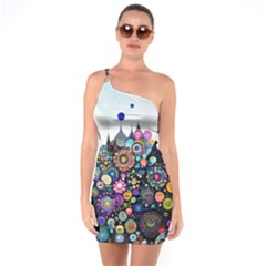 Flower Flowers Flora Floral Nature Watercolor Art Texture One Shoulder Ring Trim Bodycon Dress by Ravend