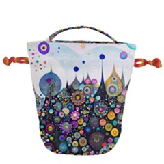 Flower Flowers Flora Floral Nature Watercolor Art Texture Drawstring Bucket Bag by Ravend