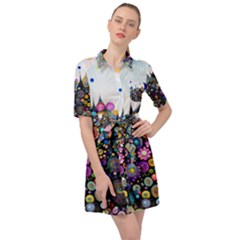 Flower Flowers Flora Floral Nature Watercolor Art Texture Belted Shirt Dress by Ravend