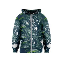 Tree Leaf Green Forest Wood Natural Nature Kids  Zipper Hoodie by Ravend