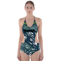 Tree Leaf Green Forest Wood Natural Nature Cut-out One Piece Swimsuit by Ravend