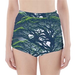 Tree Leaf Green Forest Wood Natural Nature High-waisted Bikini Bottoms by Ravend