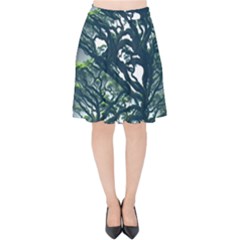 Tree Leaf Green Forest Wood Natural Nature Velvet High Waist Skirt by Ravend