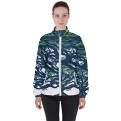 Tree Leaf Green Forest Wood Natural Nature Women s High Neck Windbreaker by Ravend