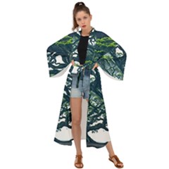 Tree Leaf Green Forest Wood Natural Nature Maxi Kimono by Ravend