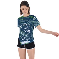 Tree Leaf Green Forest Wood Natural Nature Asymmetrical Short Sleeve Sports Tee by Ravend