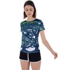 Tree Leaf Green Forest Wood Natural Nature Back Circle Cutout Sports Tee by Ravend