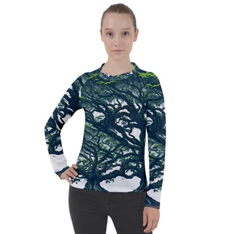 Tree Leaf Green Forest Wood Natural Nature Women s Pique Long Sleeve Tee by Ravend