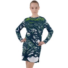 Tree Leaf Green Forest Wood Natural Nature Long Sleeve Hoodie Dress