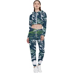 Tree Leaf Green Forest Wood Natural Nature Cropped Zip Up Lounge Set by Ravend