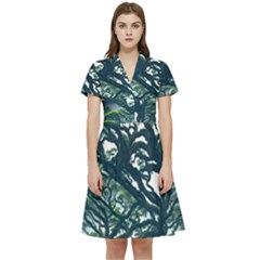 Tree Leaf Green Forest Wood Natural Nature Short Sleeve Waist Detail Dress by Ravend