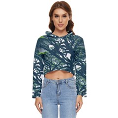 Tree Leaf Green Forest Wood Natural Nature Women s Lightweight Cropped Hoodie by Ravend