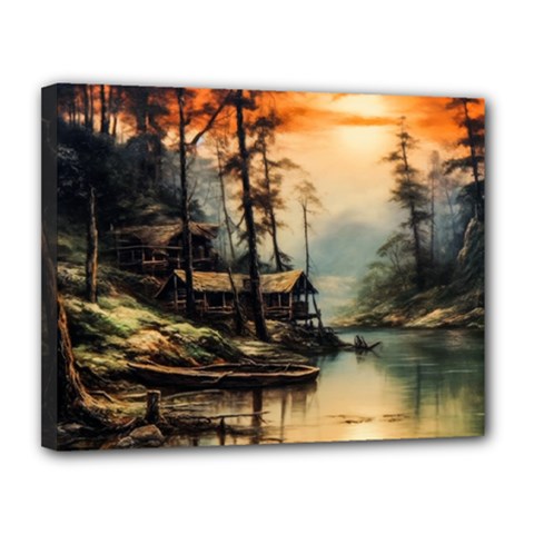 Fantasy Landscape Foggy Mysterious Canvas 14  X 11  (stretched) by Ravend