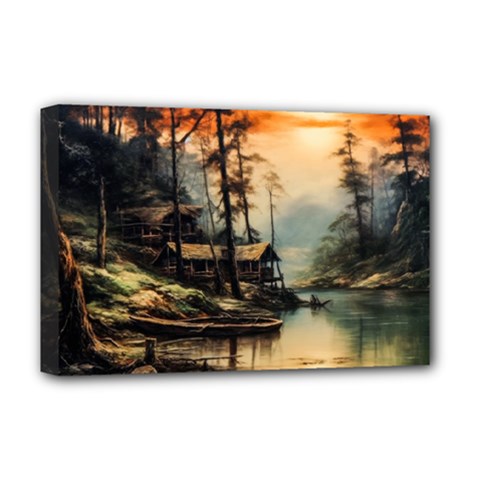 Fantasy Landscape Foggy Mysterious Deluxe Canvas 18  X 12  (stretched) by Ravend