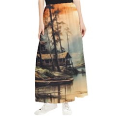 Fantasy Landscape Foggy Mysterious Maxi Chiffon Skirt by Ravend