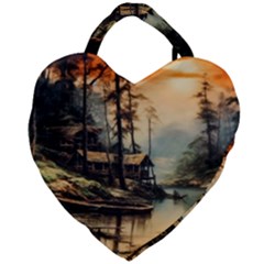 Fantasy Landscape Foggy Mysterious Giant Heart Shaped Tote by Ravend