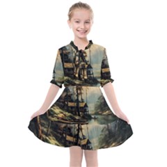 Fantasy Landscape Foggy Mysterious Kids  All Frills Chiffon Dress