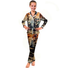 Fantasy Landscape Foggy Mysterious Kids  Satin Long Sleeve Pajamas Set by Ravend