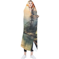 Fantasy Landscape Foggy Mysterious Wearable Blanket by Ravend