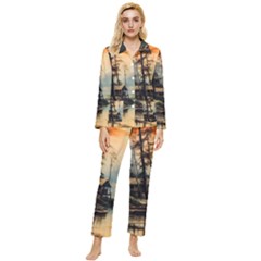 Fantasy Landscape Foggy Mysterious Womens  Long Sleeve Velvet Pocket Pajamas Set by Ravend